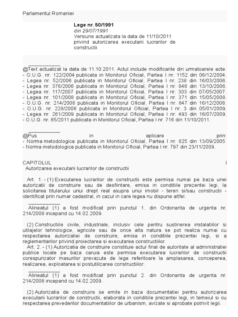 Legea 50 1991 Actualizat