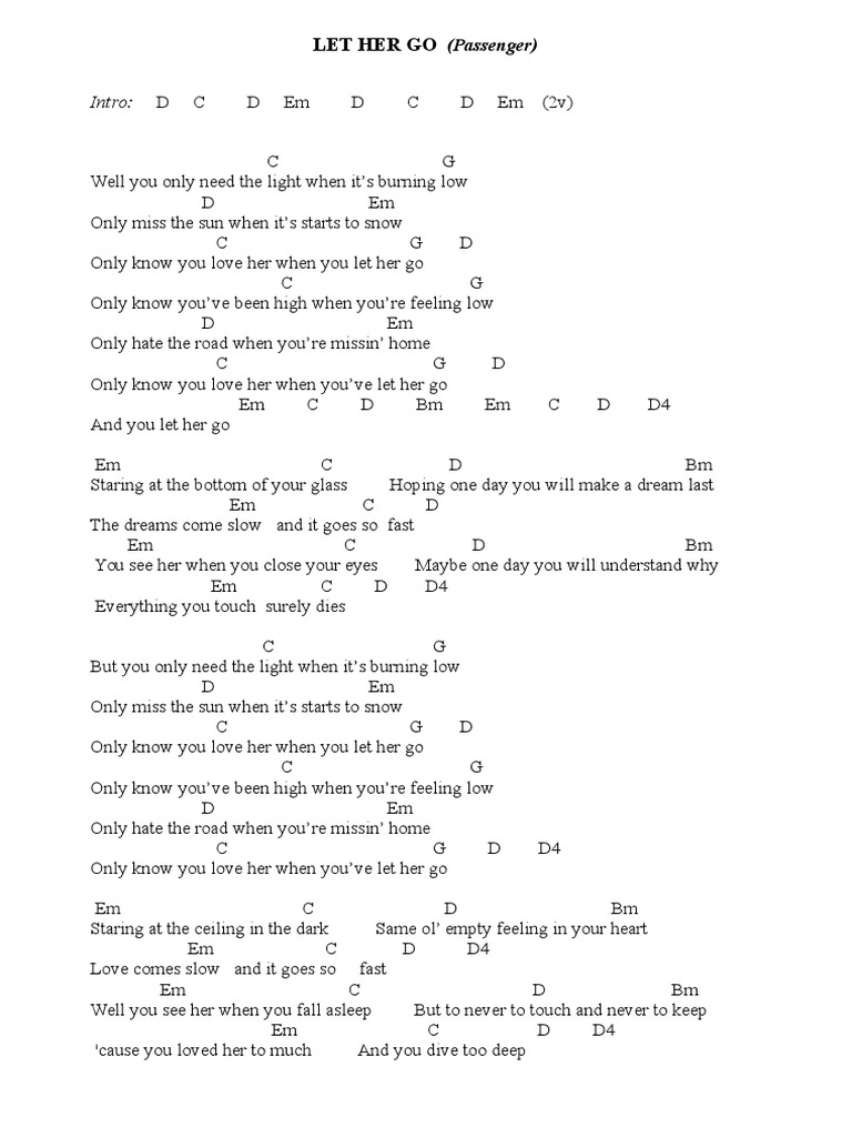 Let Her Go Passenger Guitar Chords
