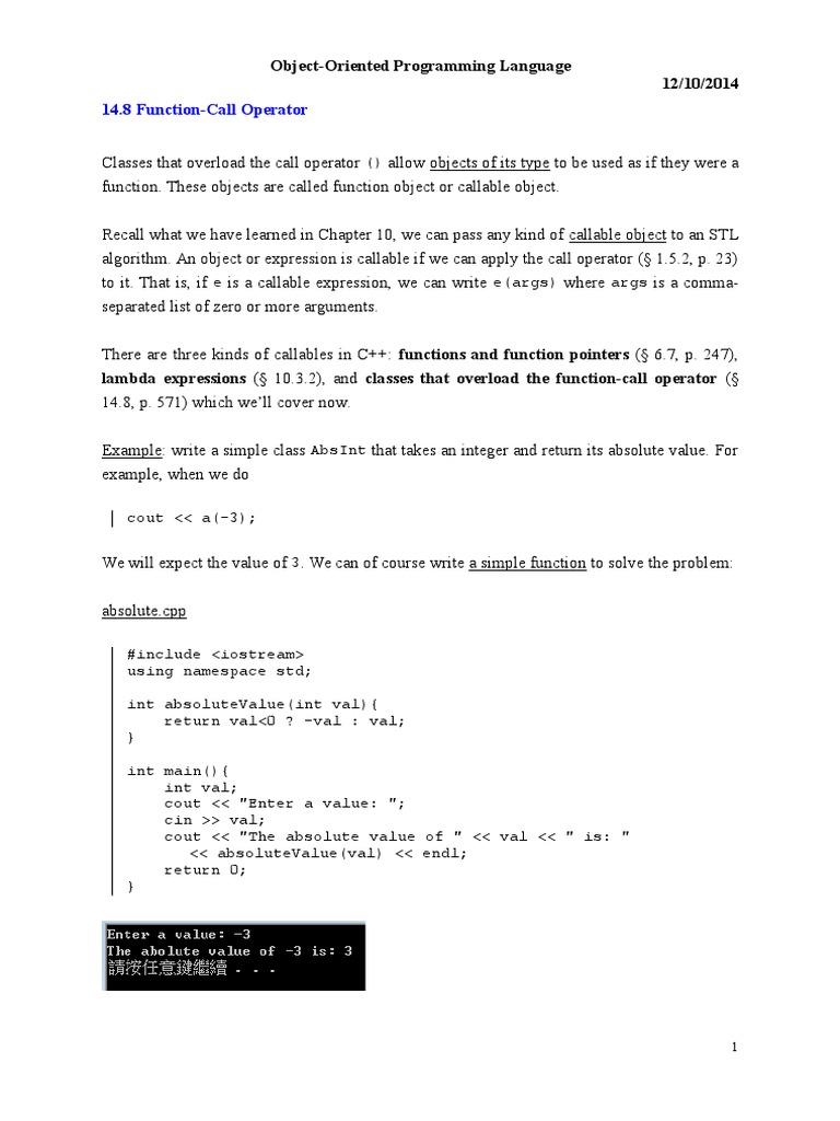 14.8 Function-Call Operator: Object-Oriented Programming Language 12/10 ...