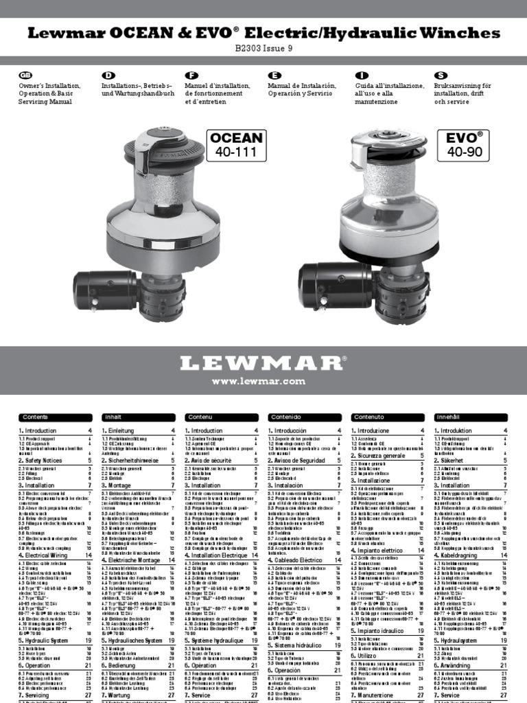 Lewmar Evo Ocean Electric Winch Manual, PDF, Machines