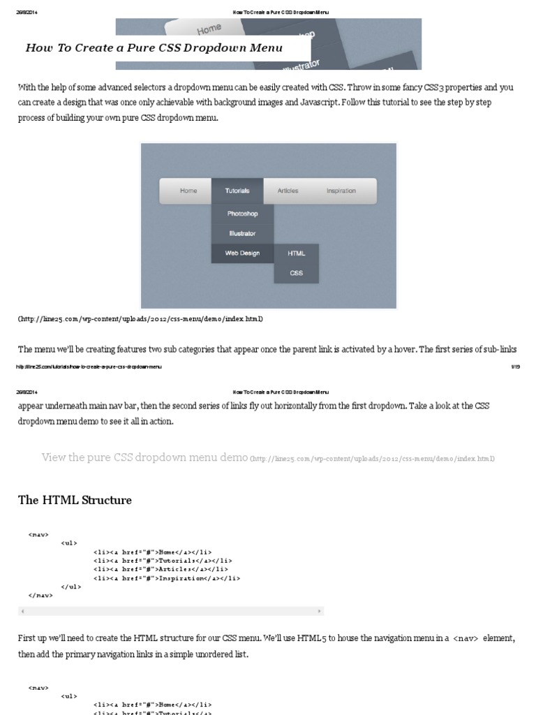 How To Create A Pure CSS Dropdown Menu | PDF | Cascading Style Sheets ...