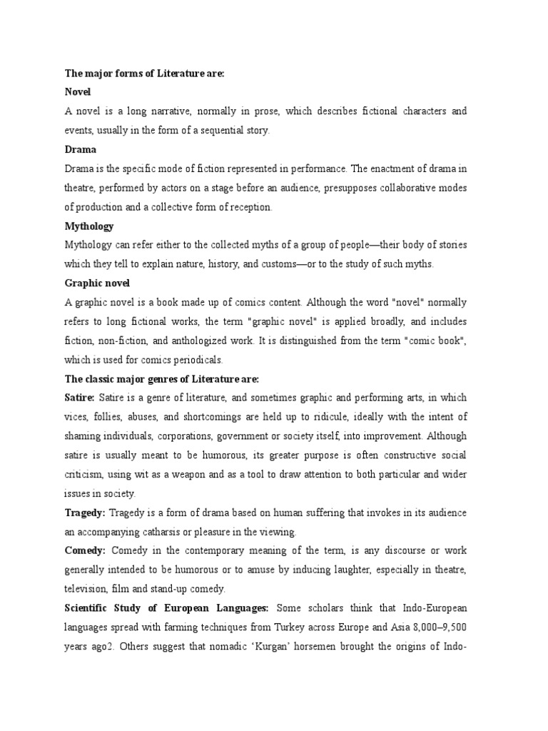 Major Forms Of Literature