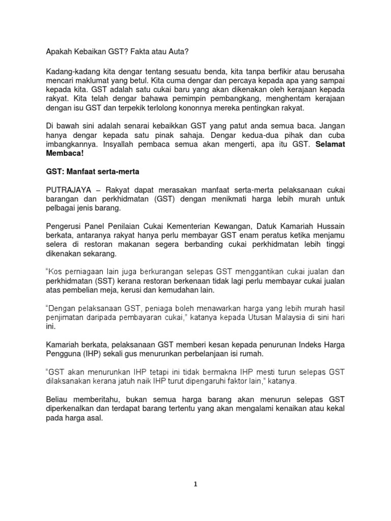 Apakah Kebaikan Gst Pdf
