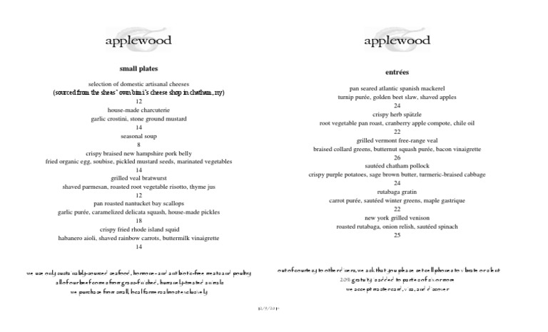 Artisanal Small Plates & Entrees Menu | PDF