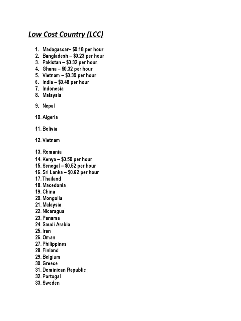 Low Cost Country PDF
