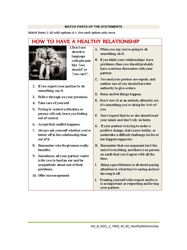 Healthy Relationship Tips and Matching Guide | PDF | Self-Improvement
