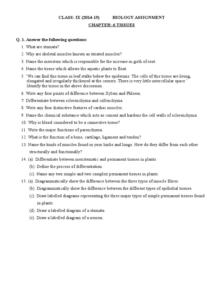 Biology assignment for class 11 picture