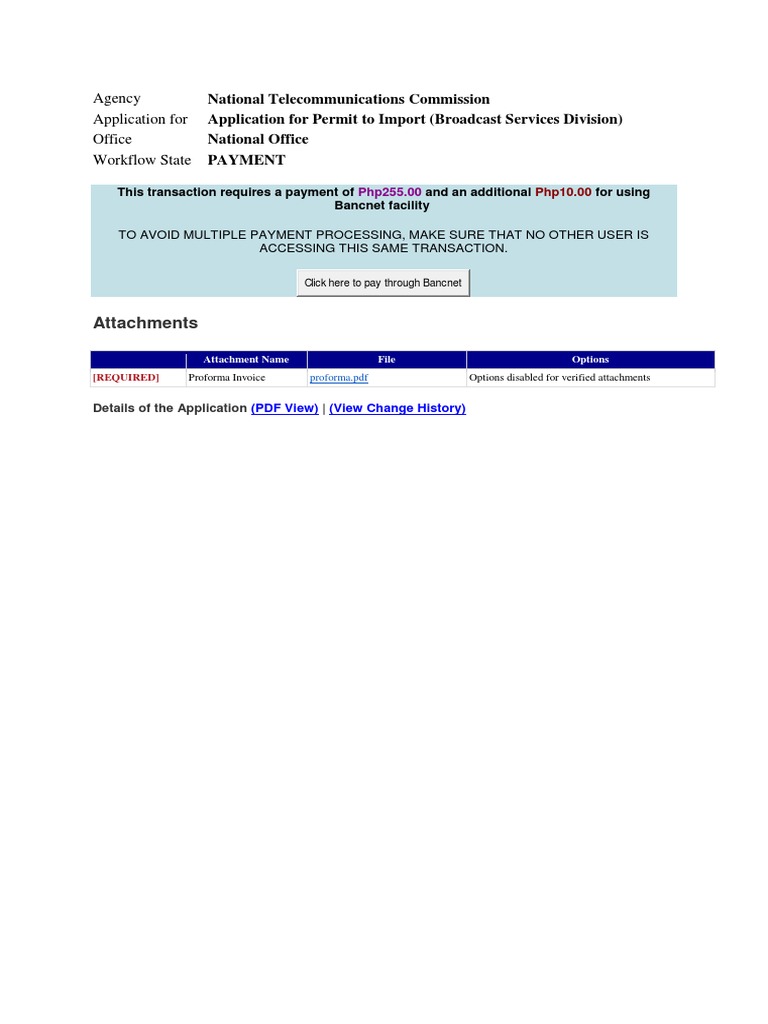 NTC Permit To Transport PDF Invoice