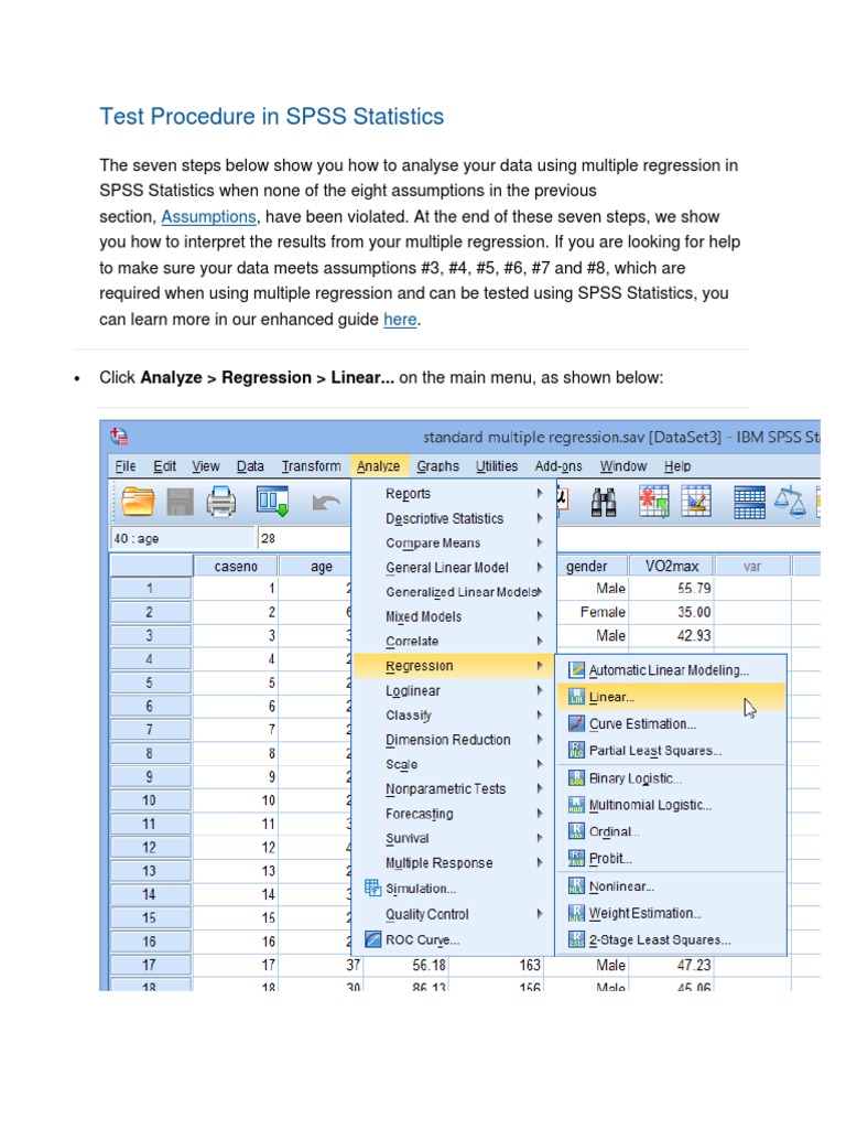 Test Procedure in SPSS Statistics | PDF | Coefficient Of Determination ...