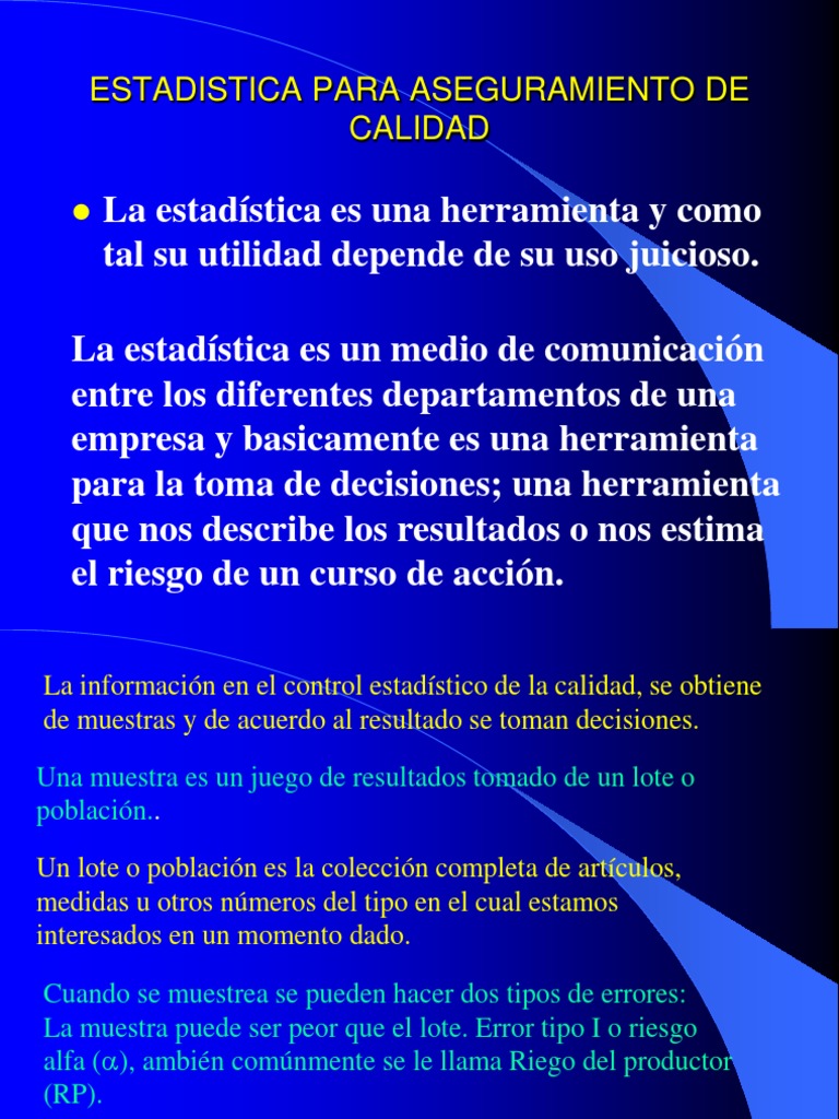 04 - Estadistica para Aseguramiento de La Calidad | PDF | Muestreo ...