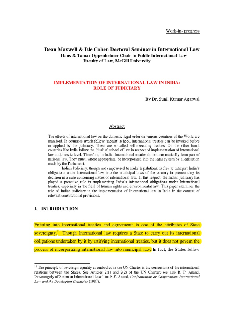 Indian Judiciary and International Law | PDF | Treaty | Supreme Courts