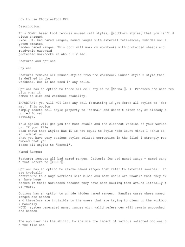 XLStylesTool ReadMea | PDF | Microsoft Excel | Computer Architecture