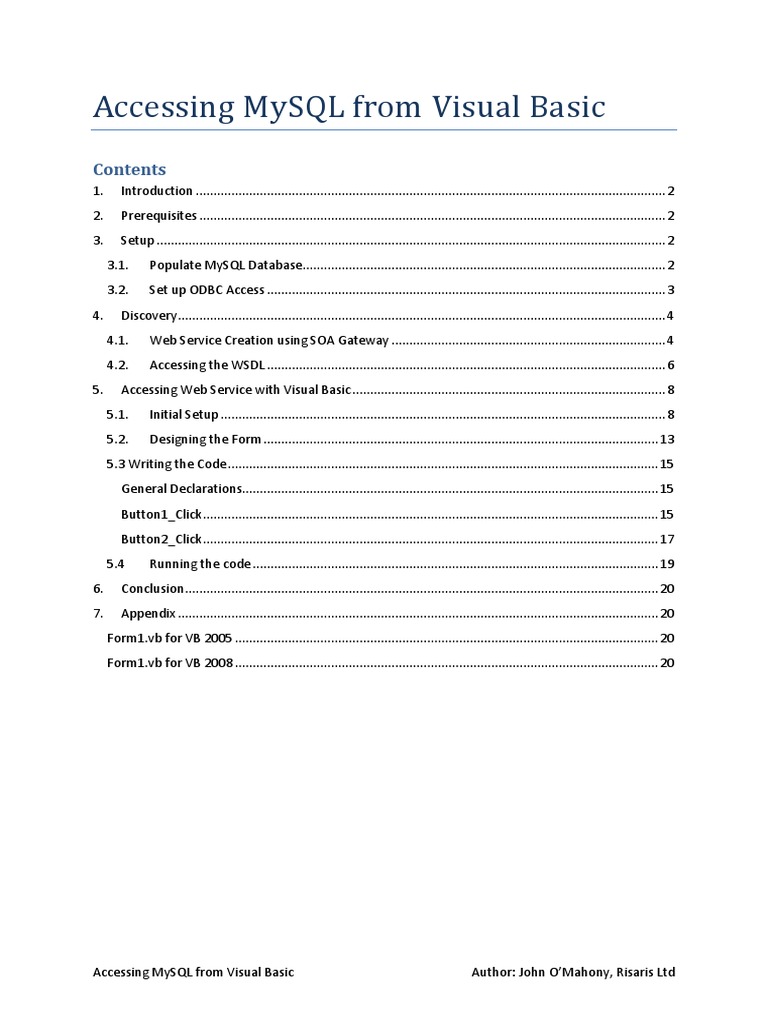 Accessing MySQL From Visual Basic | PDF