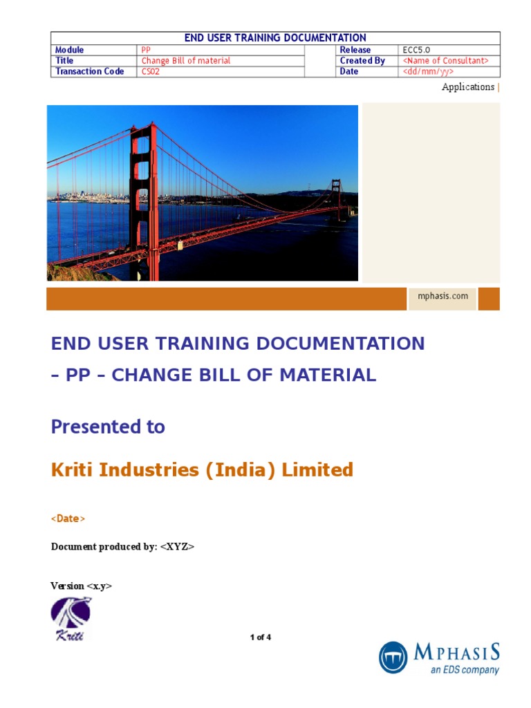 Change Bill of Material in SAP CS02 | PDF