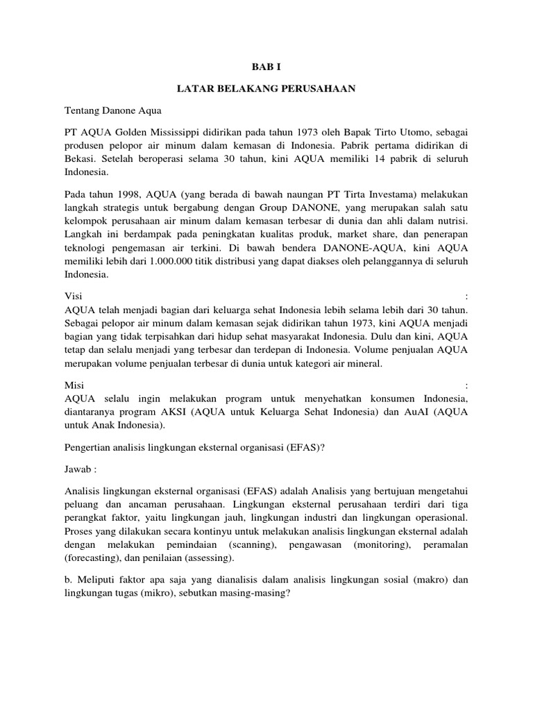 MANAJEMEN STRATEGI ANALISIS SWOT PADA PT. AQUA DANONE.docx