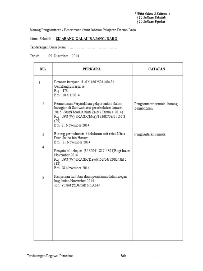 Maksud Borang Penghantaran Surat Franking