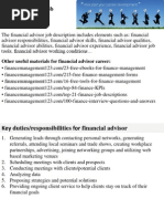 Roles and responsibilities of financial consultant