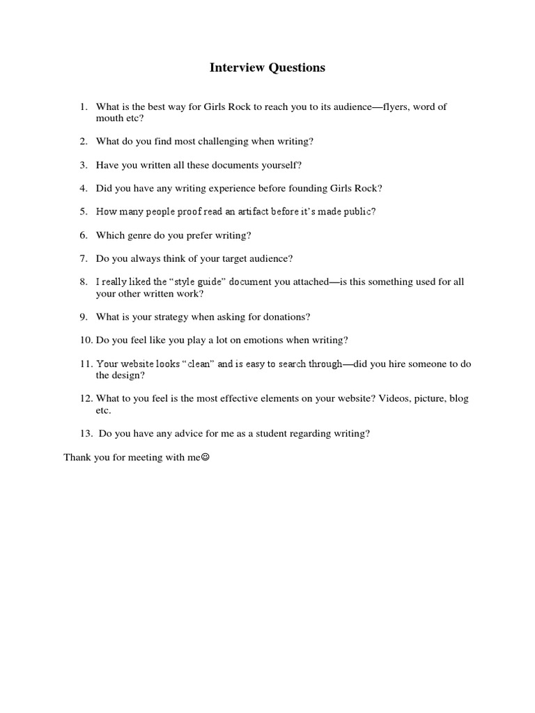 Essential Interview Questions for Writers | PDF | Career & Growth