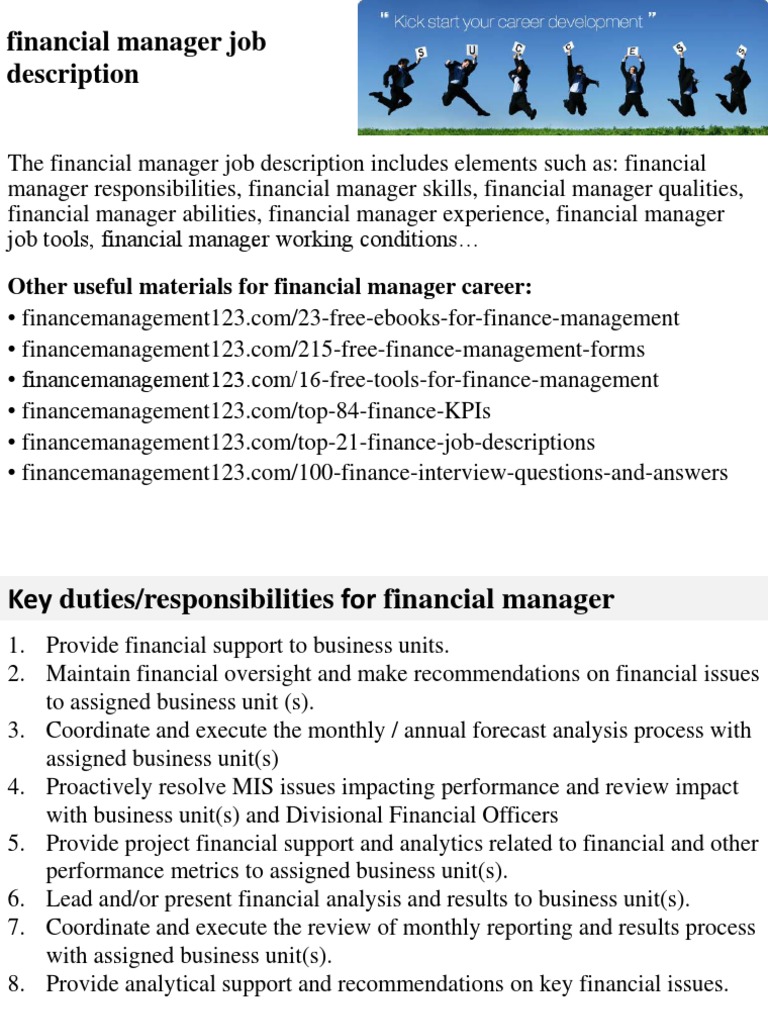 Financial Manager Job Description | Pdf | Financial Adviser | Competence  (Human Resources)