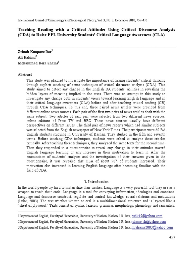 Discourse analysis Essays
