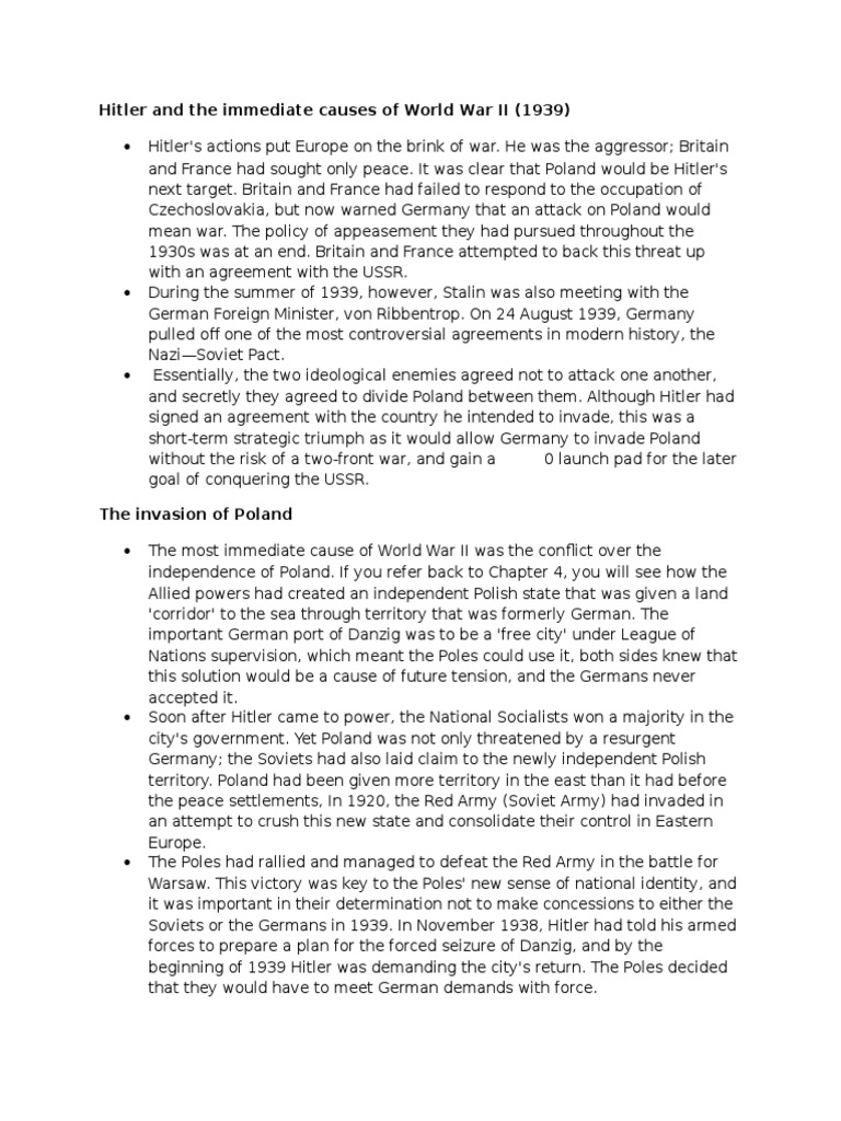 Immediate Causes of World War II | PDF | Nazi Germany | Adolf Hitler