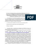 Acta reunión materia Lengua Castellana y Literatura II UAM