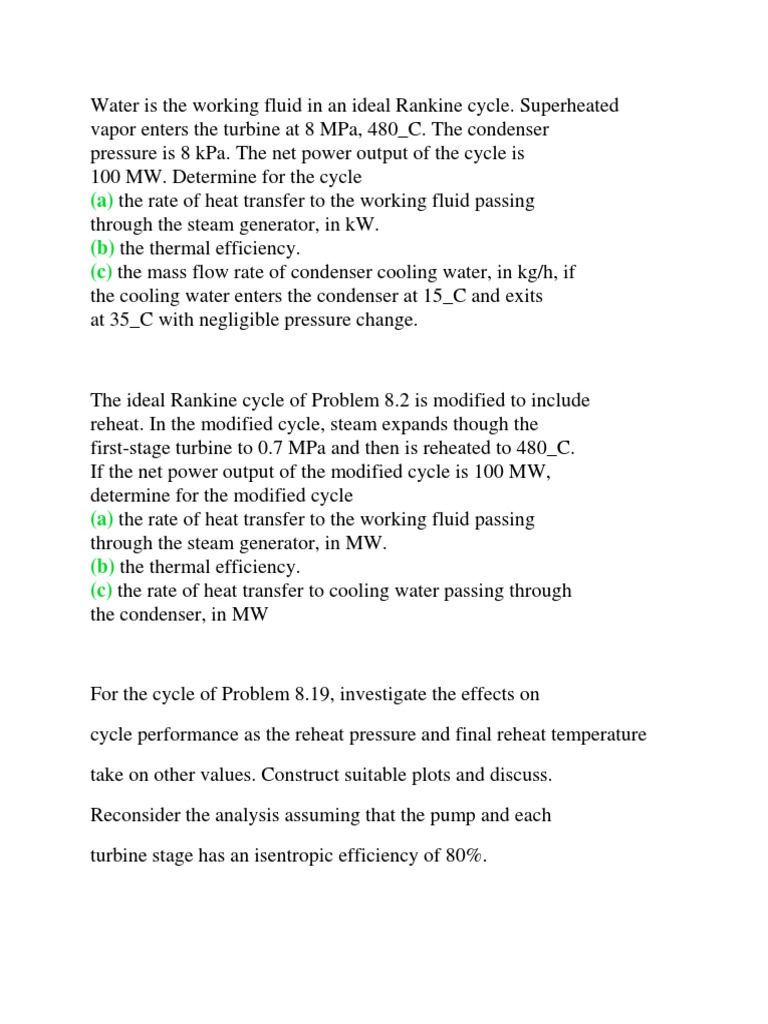 Water Is The Working Fluid in An Ideal Rankine Cycle | PDF
