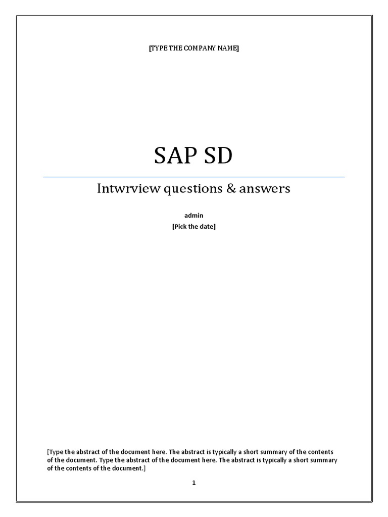 SAP SD Questions & Answers | PDF | Invoice | Sap Se