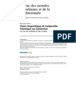 Choix Linguistique Et Modernite Islamique Au Cameroun