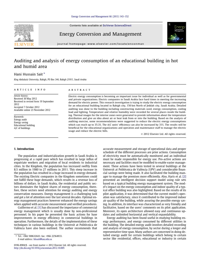 Energy Audit of Educational Building in Saudi Arabia | PDF | Hvac | Air ...