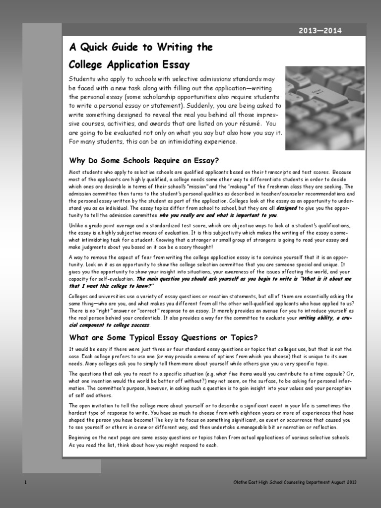 Writing college application essay questions 2014