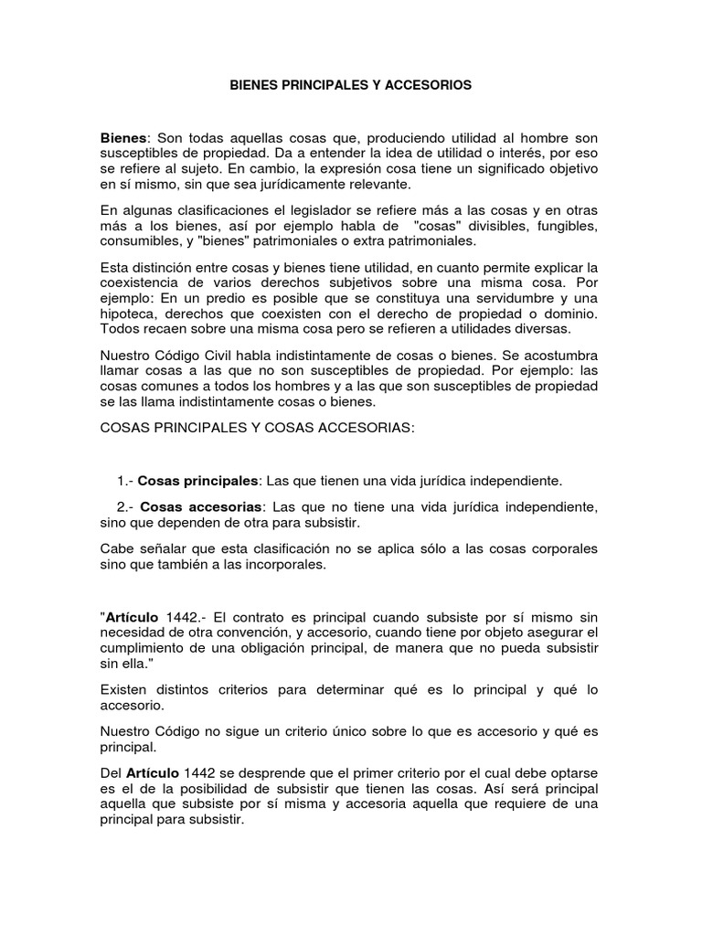 Bienes Principales y Accesorios Propiedad Bienes