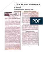 Iftikhar-ul-Awwal (2000) 'Public Safety Act: A Superfluous Adjunct', Published in The Daily Star (Bangladesh), February 13, 2000