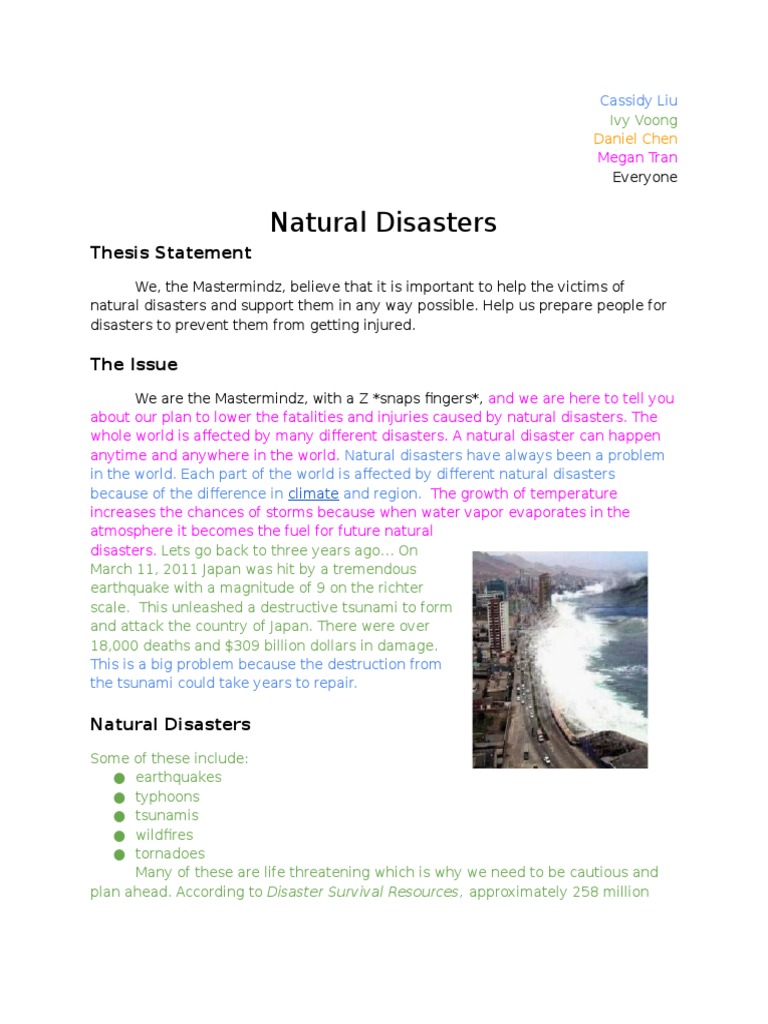 Natural disasters speech image