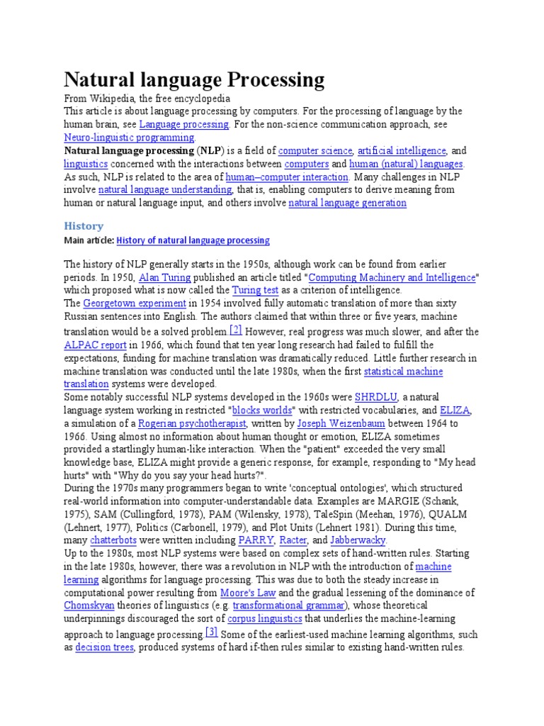 History of Natural Language Processing | PDF | Applied Mathematics ...