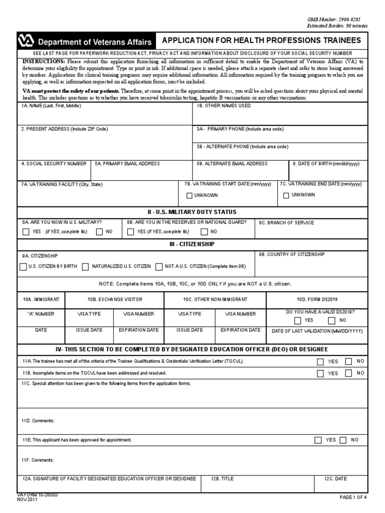 Application For Health Professions Trainees Pdf Social Security Number Social Security United States