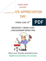 Associate Appreciation DAY: Friday June 19 BREAKFAST 7:30AM-11AM Lunch/Dinner Noon-7Pm