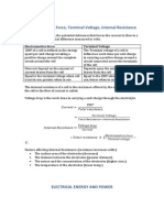 Electro-Motive Force, Terminal Voltage, Internal Resistance