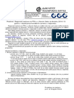 Predmet: Raspored Nastave Na FTN-u U Novom Sadu Za Školsku 2014/15 Godinu I Objašnjenje Korišćenih Oznaka U Rasporedu