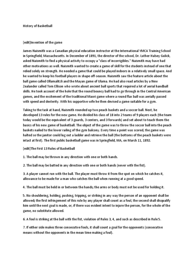 History Of Basketball PDF College Basketball Referee