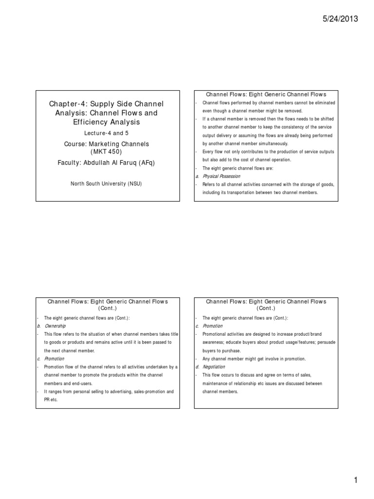 Channel Flows and Efficiency Analysis | PDF | Average | Profit (Economics)