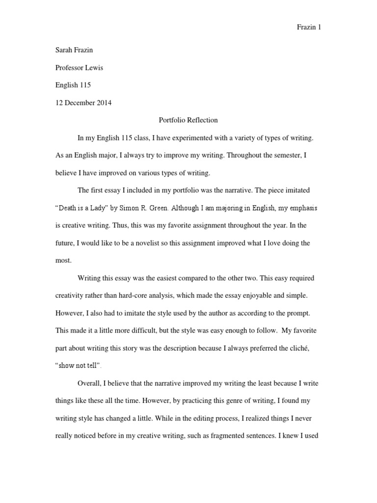 Creative writing reflection examples image