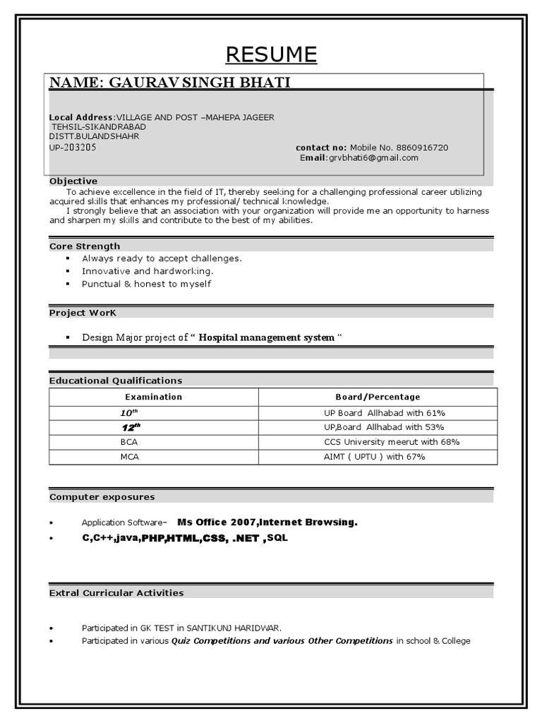 Gaurav Singh Bhati IT Resume | PDF