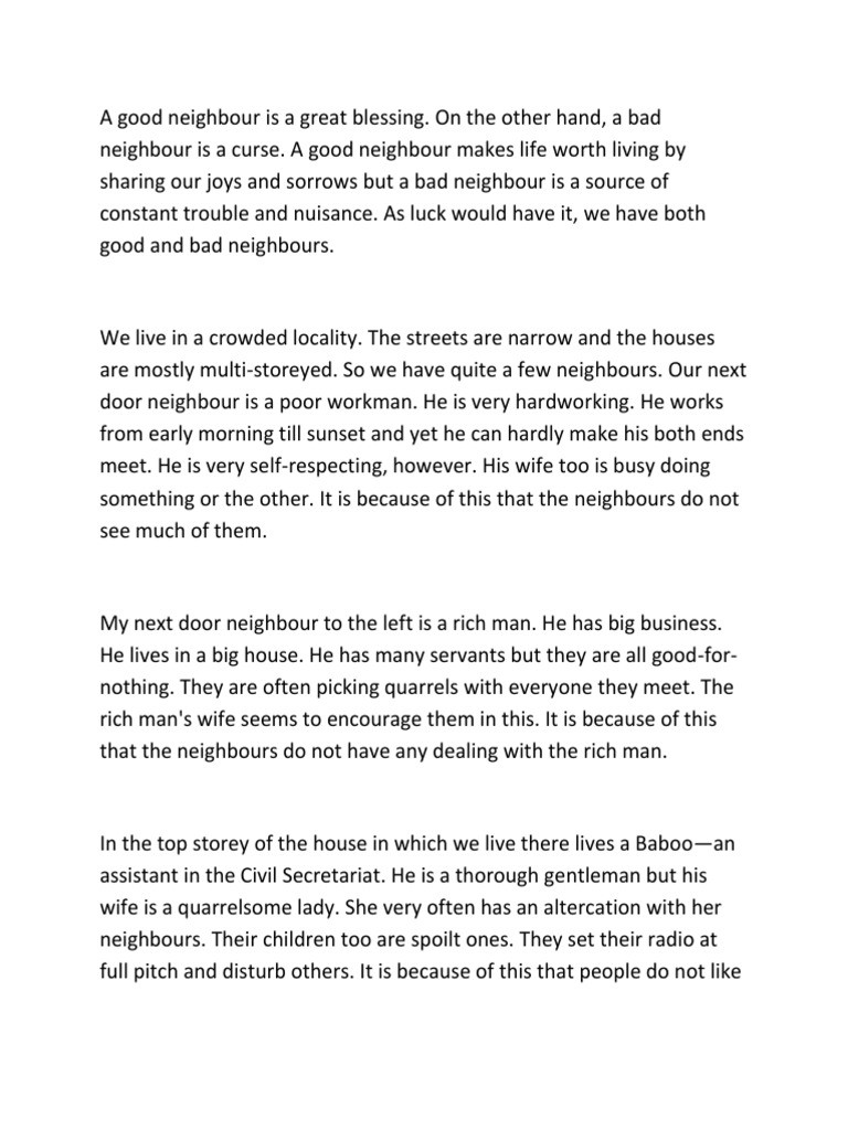 A Good Neighbour Is A Great Blessing | PDF