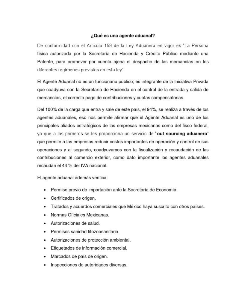 Agencia Aduanal Pdf Aduana El Comercio Internacional