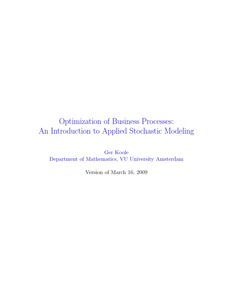 Stochastic Modeling For Business Optimization Pdf Probability