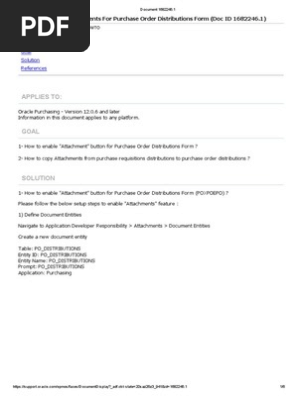 How to Enable Attachments for Purchase Order Distributions Form