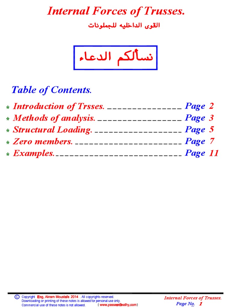 Internal Forces of Trusses | PDF