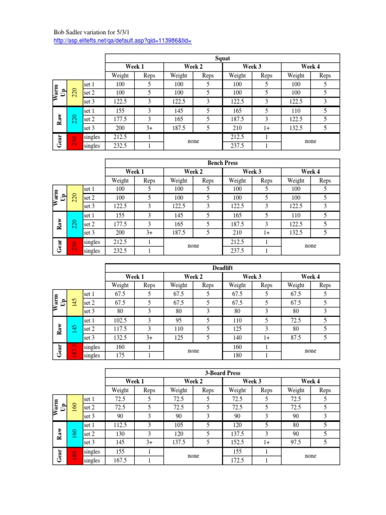 5/3/1 Training Variations Guide | PDF