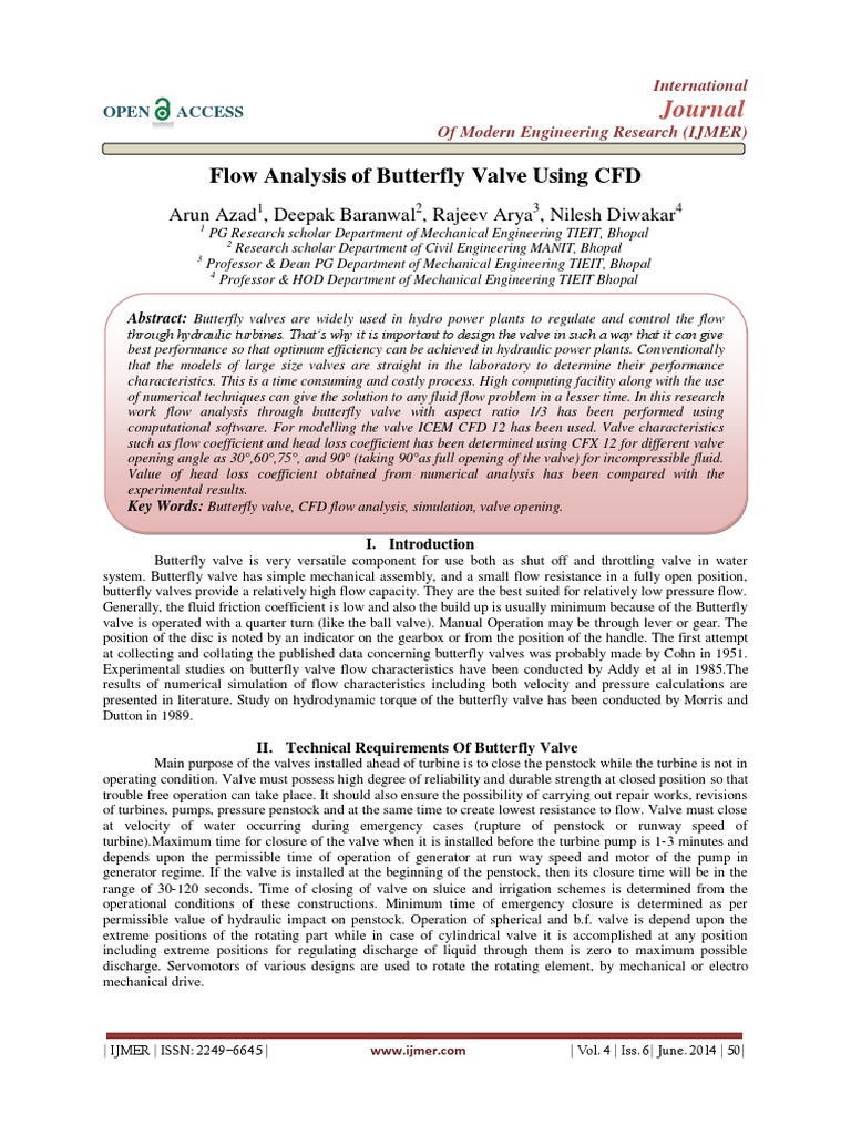 Flow Analysis of Butterfly Valve Using CFD | PDF | Computational Fluid ...